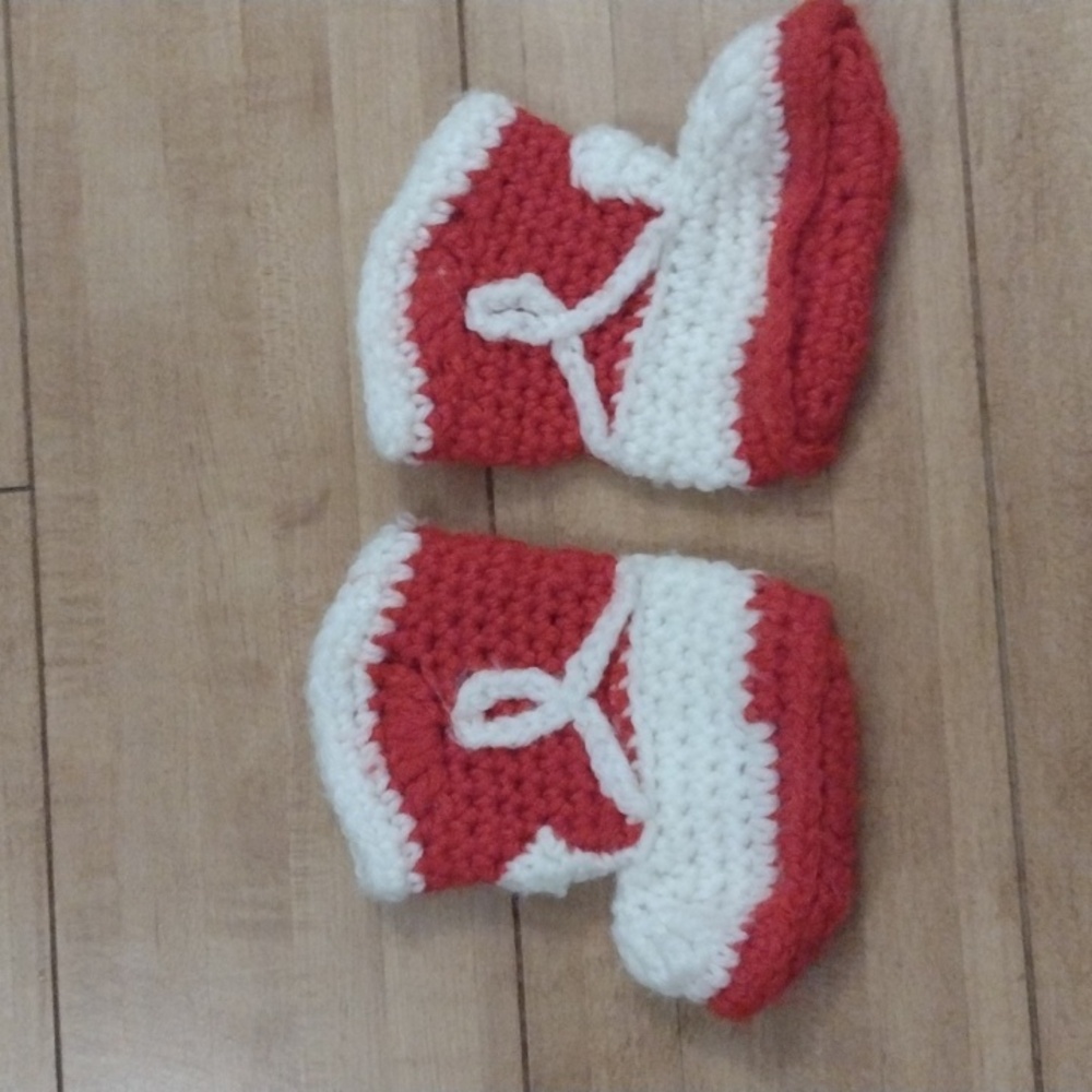 Handmade Red and White Booties.